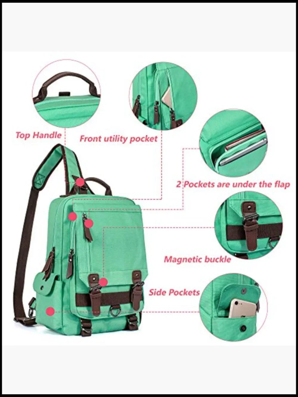 Unisex Messenger Bag Crossbody Sling Vintage Canvas Laptop Bag Travel Commuter